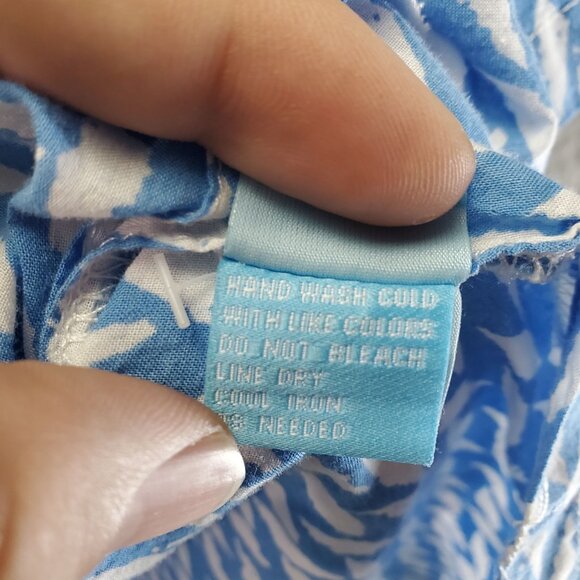 J. McLaughlin Shirt Womens Medium Blue Print Lightweight 3/4 Sleeve Blouse - Picture 4 of 9